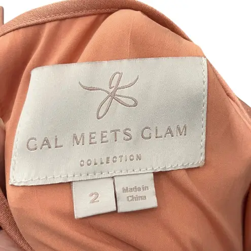 Gal Meets Glam Fit & Flare Dress Women’s Size 2 Peach Short Sleeve Midi Feminine