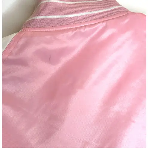 NY Yankees MLB Cooperstown Collection GIII Carl Banks pink satin bomber jacket L Size L