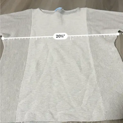 J. McLaughlin Cotton Cashmere Blend Gray Ribbed 3/4 Sleeve Pullover Sweater Sz S