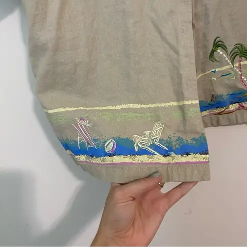 Jane Ashley  Vintage Linen Beach Embroidered Button Up size Medium