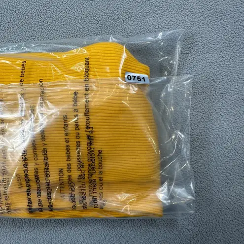 NWT Zara Trafaluc Top Yellow Ribbed Knit Asymmetric One Shoulder Long Sleeve Size L