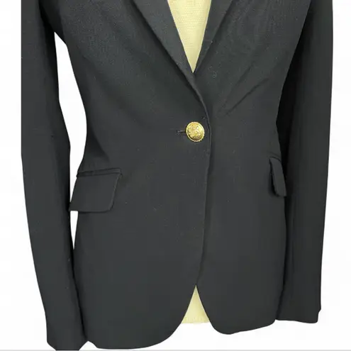 ZARA  navy puff sleeve blazer fitted office siren workwear academia preppy thumbnail 3