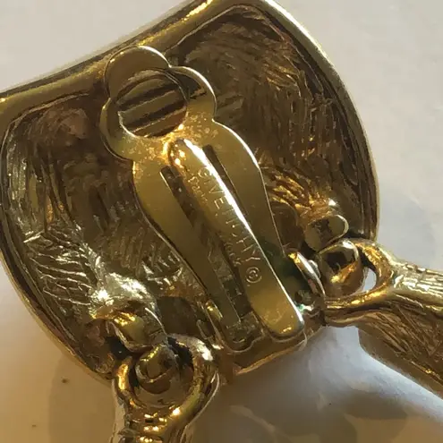 Givenchy Vintage Gold Tone and Black Clip On Door Knocker Statement Earrings