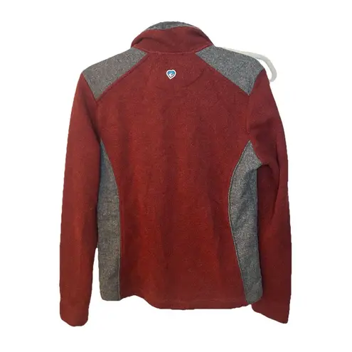 Kuhl Alfpaca Fleece Full Zip Maroon Burgundy Red Gray Sweater Women’s Size Small
