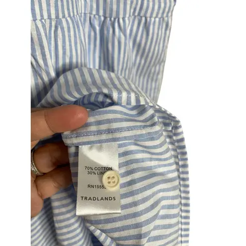 Tradlands Chalet Tiered Dress Harbor Midi Striped Cotton Linen Womans 2X NWOT White