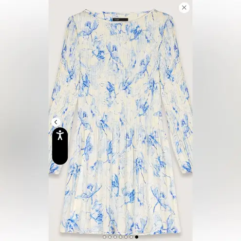 Maje Long Sleeve Dress in Blue and Cream Size 40 (US 12)