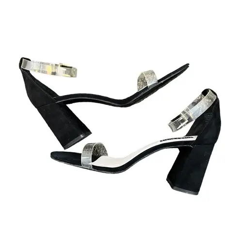 Alice + Olivia  Suede Lucite Lillian Black Block Heel Sandal