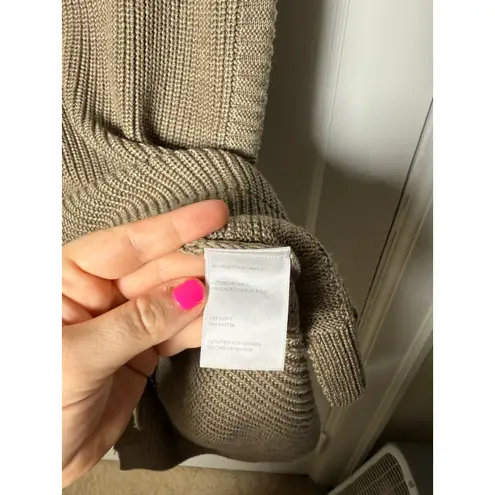 Tribal Chunky Knit Mock Neck Sleeveless Tank Tan Long Tunic Sweater Small Chic