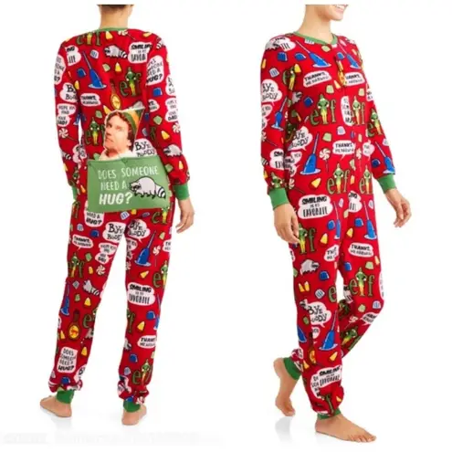 Elf One Piece Pajamas Women's Size XL Buddy The Elf Ugly Christmas Sweater Red