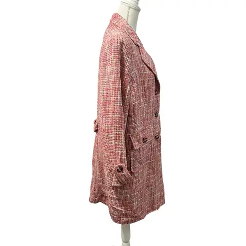 NWT Vintage Carlucci Pink Tweed Fully Lined Pea Coat Sz 14