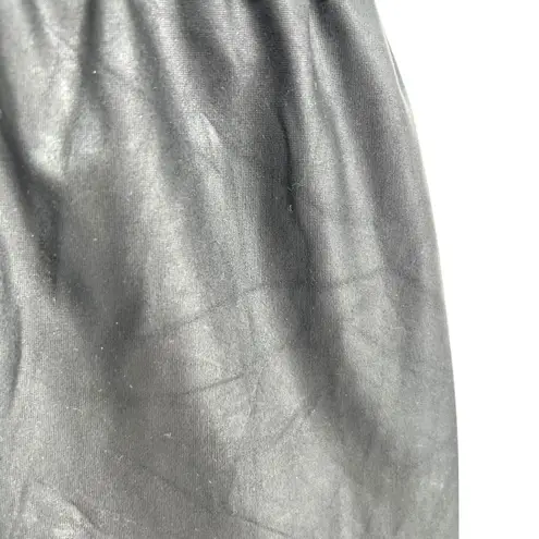 Mimi Chica Black Faux Leather Look Mini Dress Embroidered Lace Hem Size Small