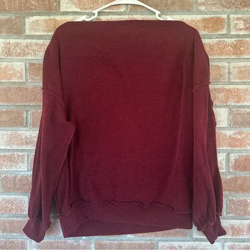 Saints & Hearts Wide Neck Oversized Sweater Women’s Small Maroon Red