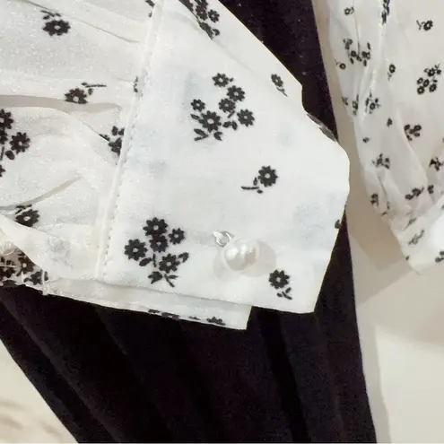 J.ING Jing Black Velvet with Sheer Sleeve Midi Dress Size L NWT Size L