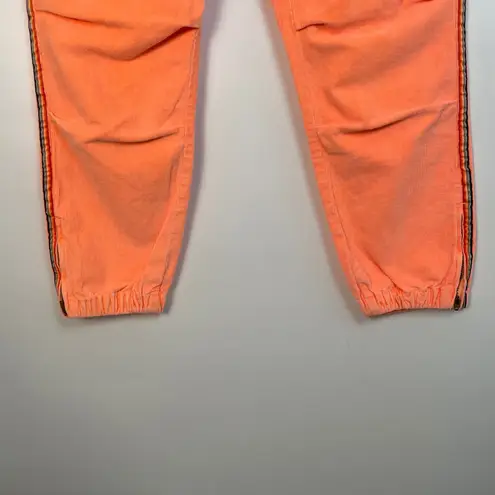 Sundry Neon Orange Rainbow Stripe Festival Ankle Zip Corduroy Jogger Size 30 - Image 3