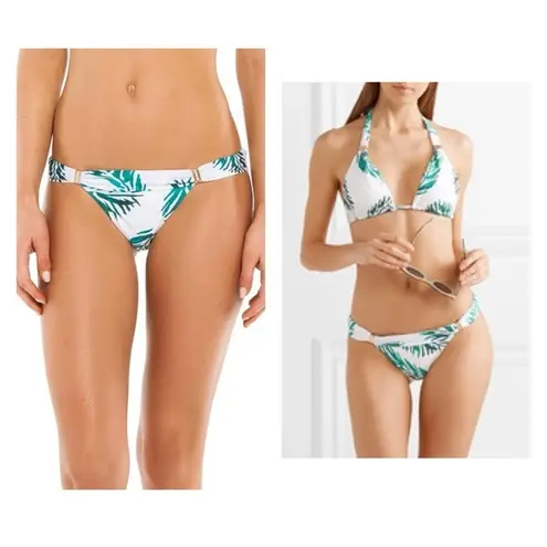 ViX Aloe Print Bia Tube Bikini Bottoms XS White Green Leaf NWT