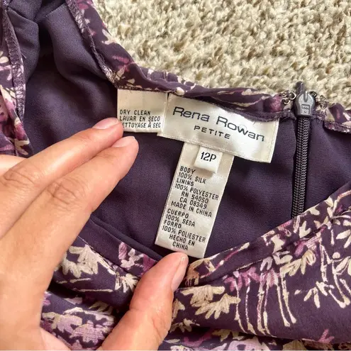Rena Rowan π¦ Petite Vintage Silk Purple Floral MIDI Skirt 12P