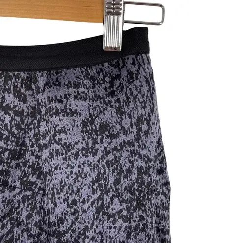 Rebecca Taylor White Noise Purple Black Snap Up Slit Silk A Line Pleat Skirt 0