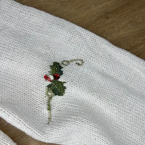 Tiara International Vintage Women M Red Cardinal Holly Cardigan Sweater 90s