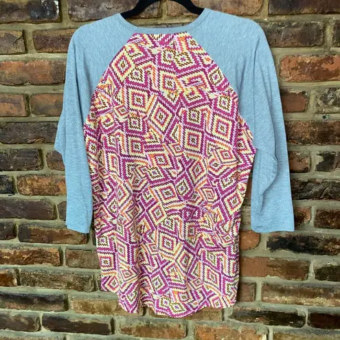 LuLaRoe  Multicolored Geometric Long Sleeve Top Women's Size Large