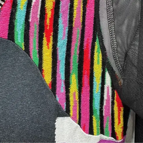 Olivier Philips Bright Colorful Paint Strokes Dress 3/4 Mesh Sleeves Art to Wear Size M