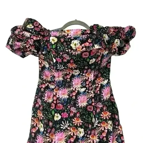 Elliatt Mavis Linen Floral Midi Dress XS Off Shoulder Boho Romantic Summer