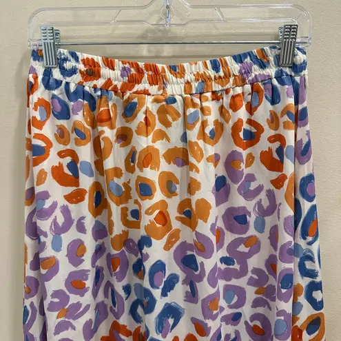 Farm Rio Anthropologie Vibrance Maxi Skirt Multicolor Pastel Leopard Boho Tassel