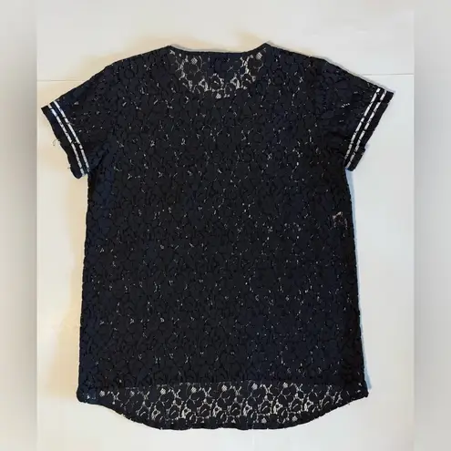 Edward Achour Paris “Comme Des Bonbons” Black & White Embroidered Lace Tee Eu 40 Size M