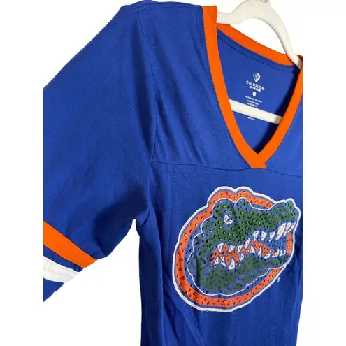 Colosseum Florida Gators Women’s Fit Short Sleeve Bling Rhinestone V-Neck Tee Shirt Small