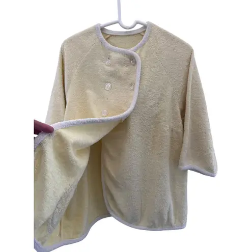 Vintage Terrycloth robe jacket double breasted beach pool vacation yellow medium