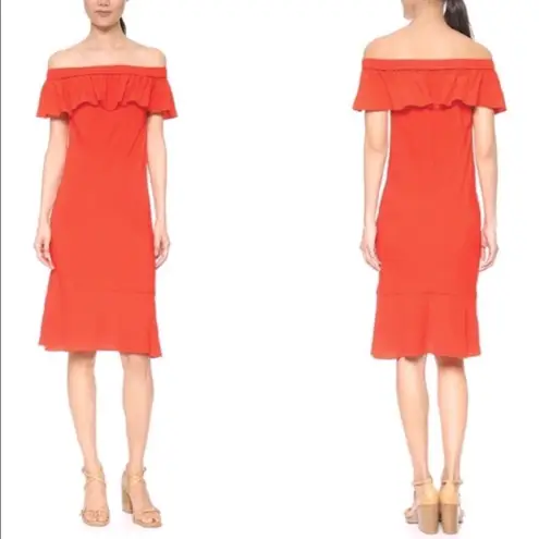 Veronica Beard “Oleta” Off Shoulder Ruffled Dress