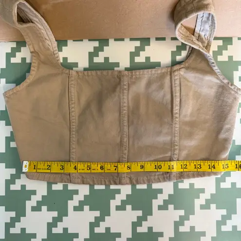 Mara Hoffman Tan Denim Amal Crop Tank Top Organic Cotton Zip Back Size 8 NWT