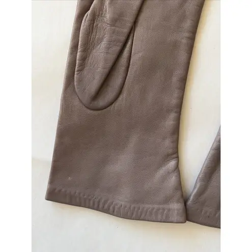 Vintage VTG Lord & Taylor Brown Taupe Silk Lined Leather Gloves Womens 7.5