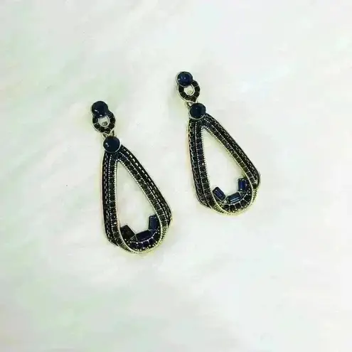 Water drop Retro Statement Earrings in Golden Blue