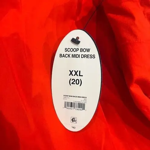 NWT Red Scoop Bow Back Midi Dress XXL (Size 20) Sleeveless Spaghetti Straps