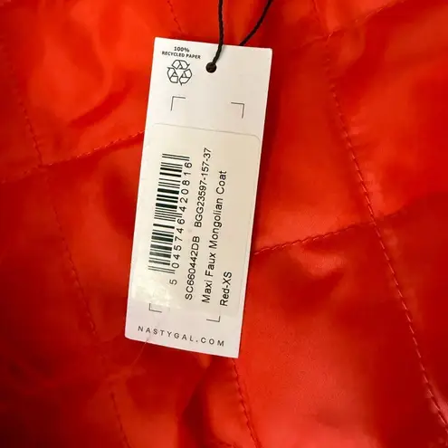 Nasty Gal  Maxi Faux Mongolian Coat Red XS NWT IN PACKAGE - Image 8
