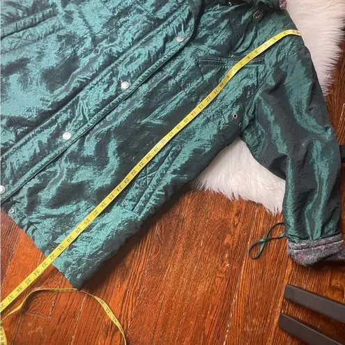 Vintage Metallic Green 90s Puffer Coat Jacket Size M