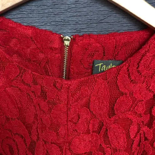 Taylor size 4 red lace cover dress with gros grain ribbon belt bow in front