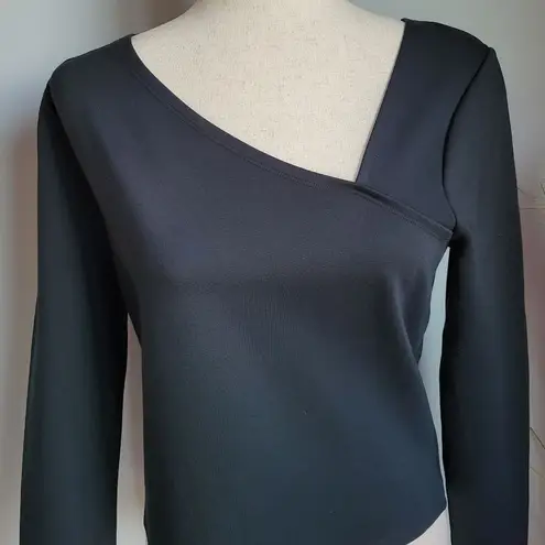 Abercrombie & Fitch , New Black Asymmetrical Stretch Ponte Knit Top Size Large