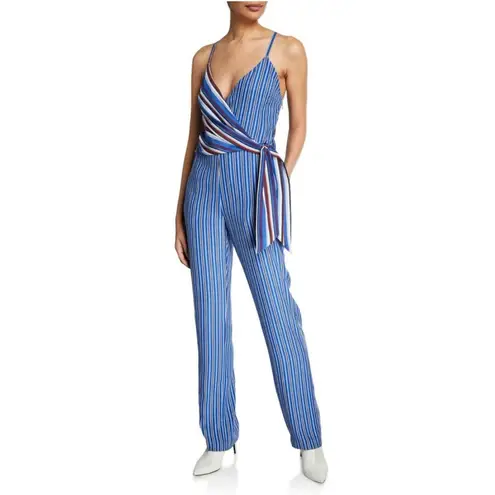 Rag and Bone  Womens Spaghetti Strap V‎ Neck Striped Silk Jumpsuit Blue Size 2