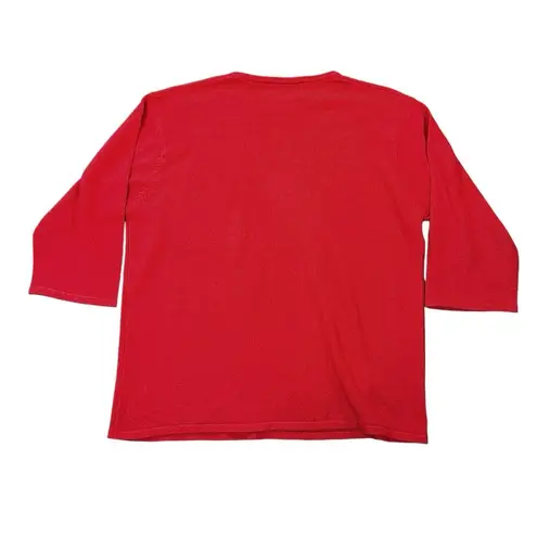 Lisa International Sweater Womens XL Red Solid Acrylic Crew Neck Pullover Jumper