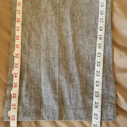 Monterey Bay 100% Linen Dress Pants High Waist Gray Button Minimalist Plus Sz 16