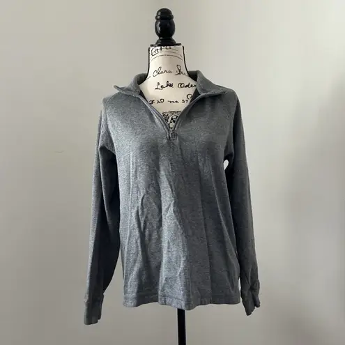 LLBean Women Gray Quarter Zip Pullover Sweatshirt Sz S Lightweight Cotton Blend