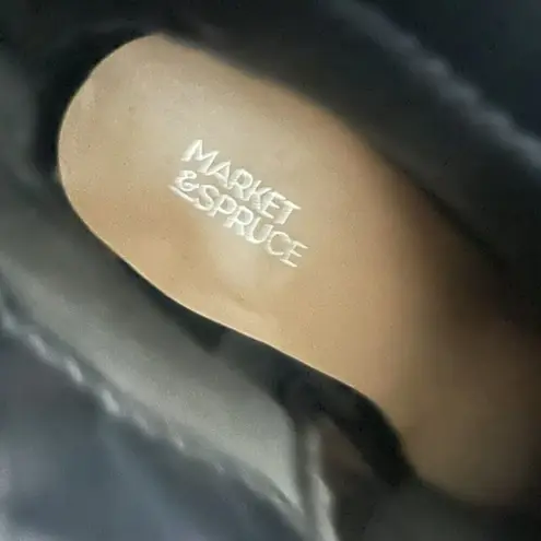 Market & Spruce animal print ankle Boots 6.5 bootie Block Heel Black Beige Snake