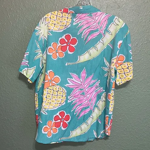 Vintage 80s Hawaiian Tropical Blouse Unisex Size M