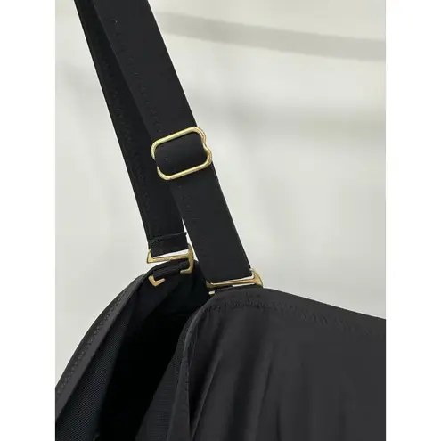 Lands' End Bathing Suit Women 18W Black Ruched One Piece Modest Removable Straps