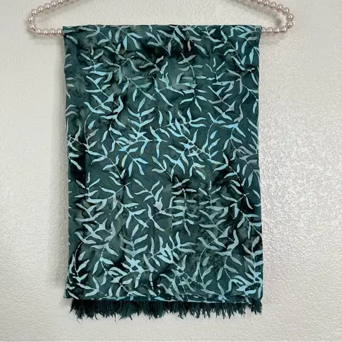 Boho Beachy Green Tie Dye Leaf Fringe Sarong or Beach Blanket