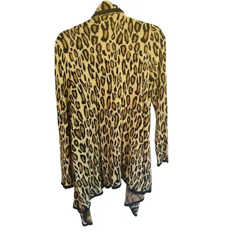 cupio NWT  Leopard Print Open Front Drape Soft Knit Cardigan Sweater Womens M