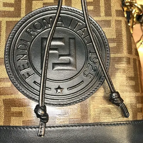 Fendi - Authentic  Brown Glazed Fabric Bucket Bag