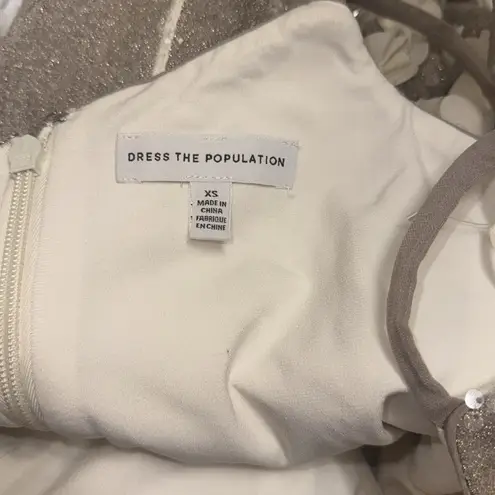 Dress the Population NEW Giovanna Sequined 3d Flower Gown Dark pearl Sz XS