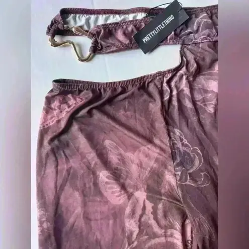 Pretty Little Thing PrettyLittleThings Women’s Floral Slinky Cut Out Wide Leg Pants Size 8‎